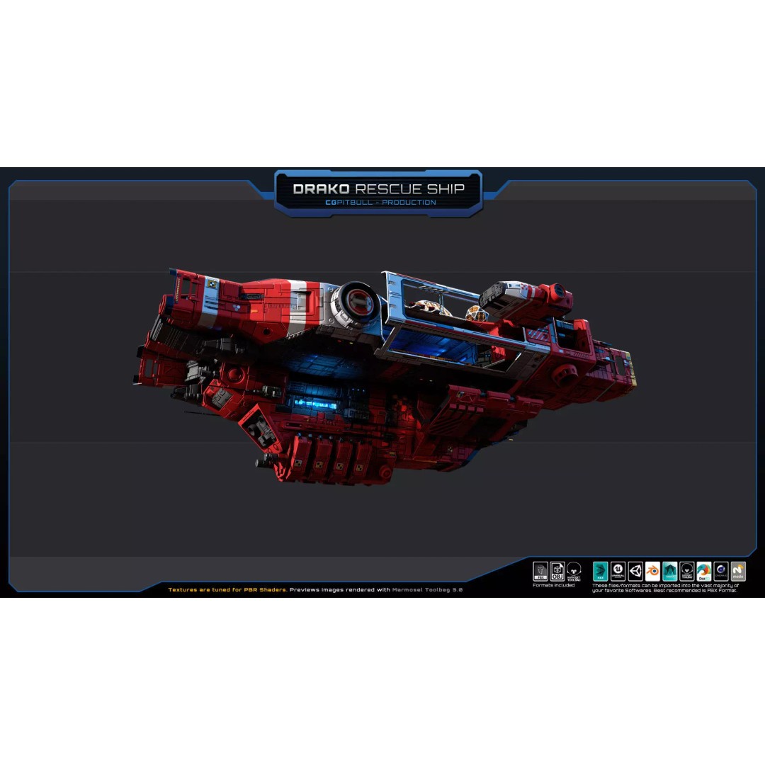 Starships 3D Model – Low Poly Futuristic Spacecraft Pack, FBX/OBJ - View 18