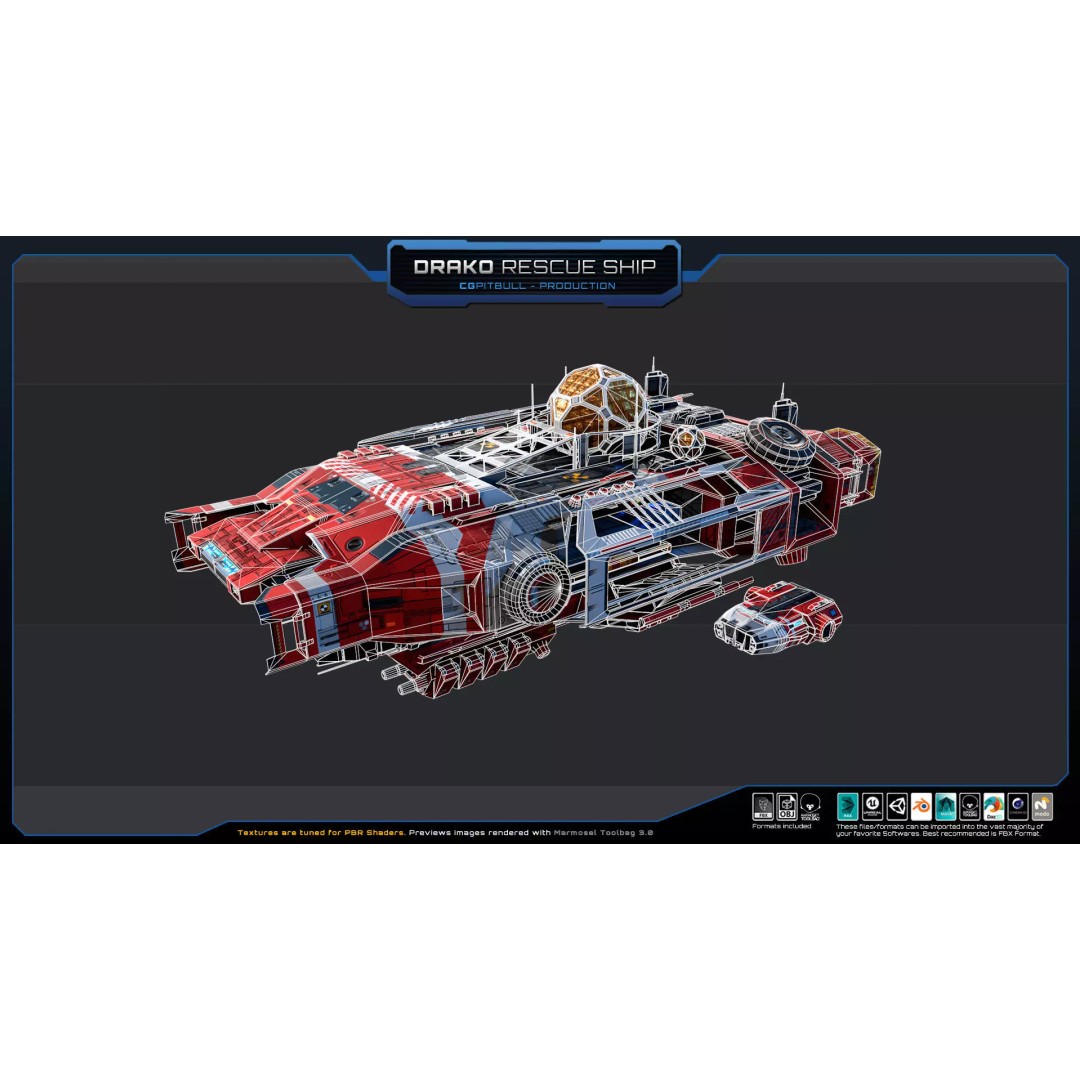 Starships 3D Model – Low Poly Futuristic Spacecraft Pack, FBX/OBJ - View 20