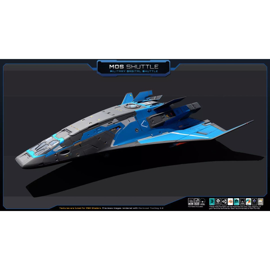 Starships 3D Model – Low Poly Futuristic Spacecraft Pack, FBX/OBJ - View 23