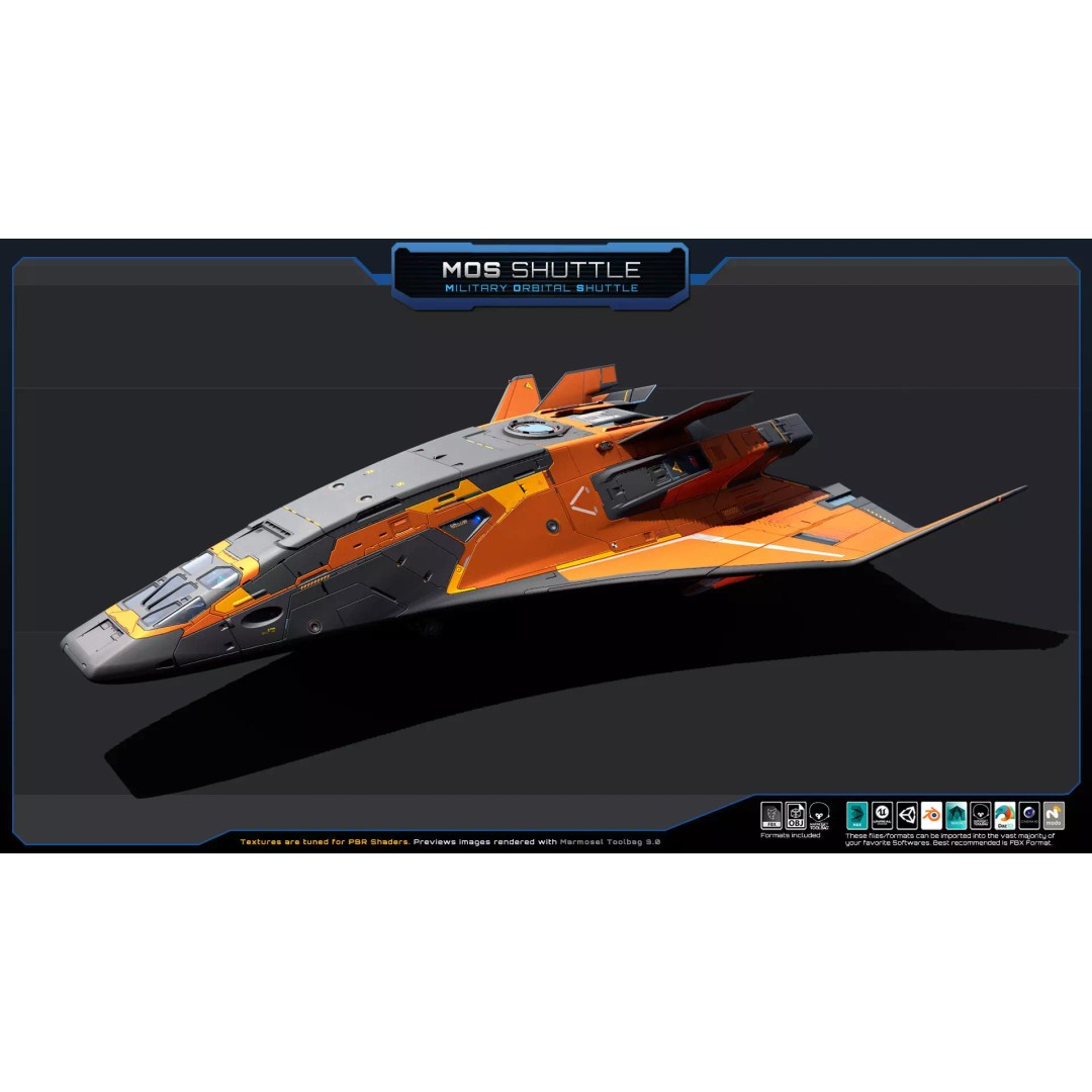 Starships 3D Model – Low Poly Futuristic Spacecraft Pack, FBX/OBJ - View 24