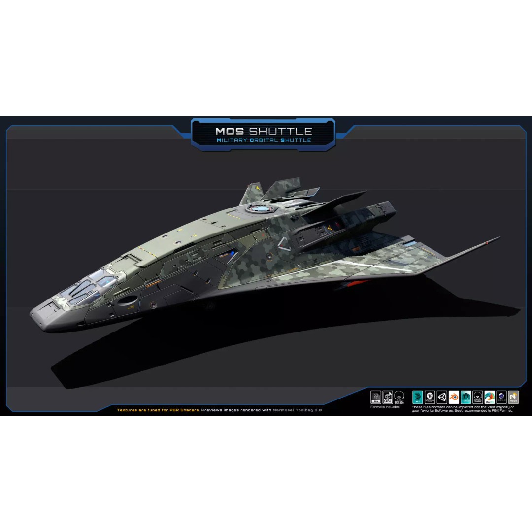 Starships 3D Model – Low Poly Futuristic Spacecraft Pack, FBX/OBJ - View 25