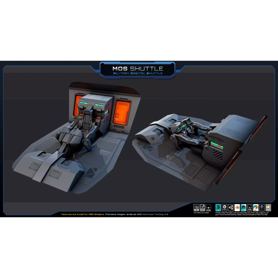 Starships 3D Model – Low Poly Futuristic Spacecraft Pack, FBX/OBJ - View 27