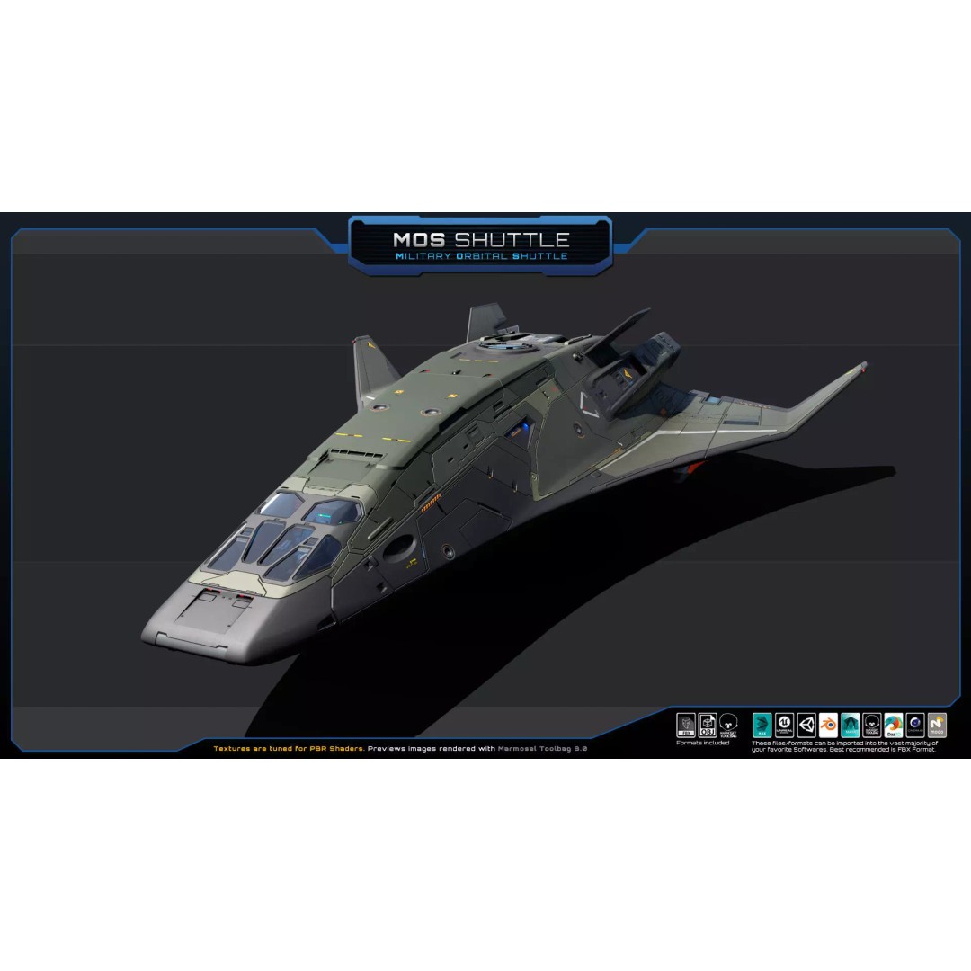 Starships 3D Model – Low Poly Futuristic Spacecraft Pack, FBX/OBJ - View 28