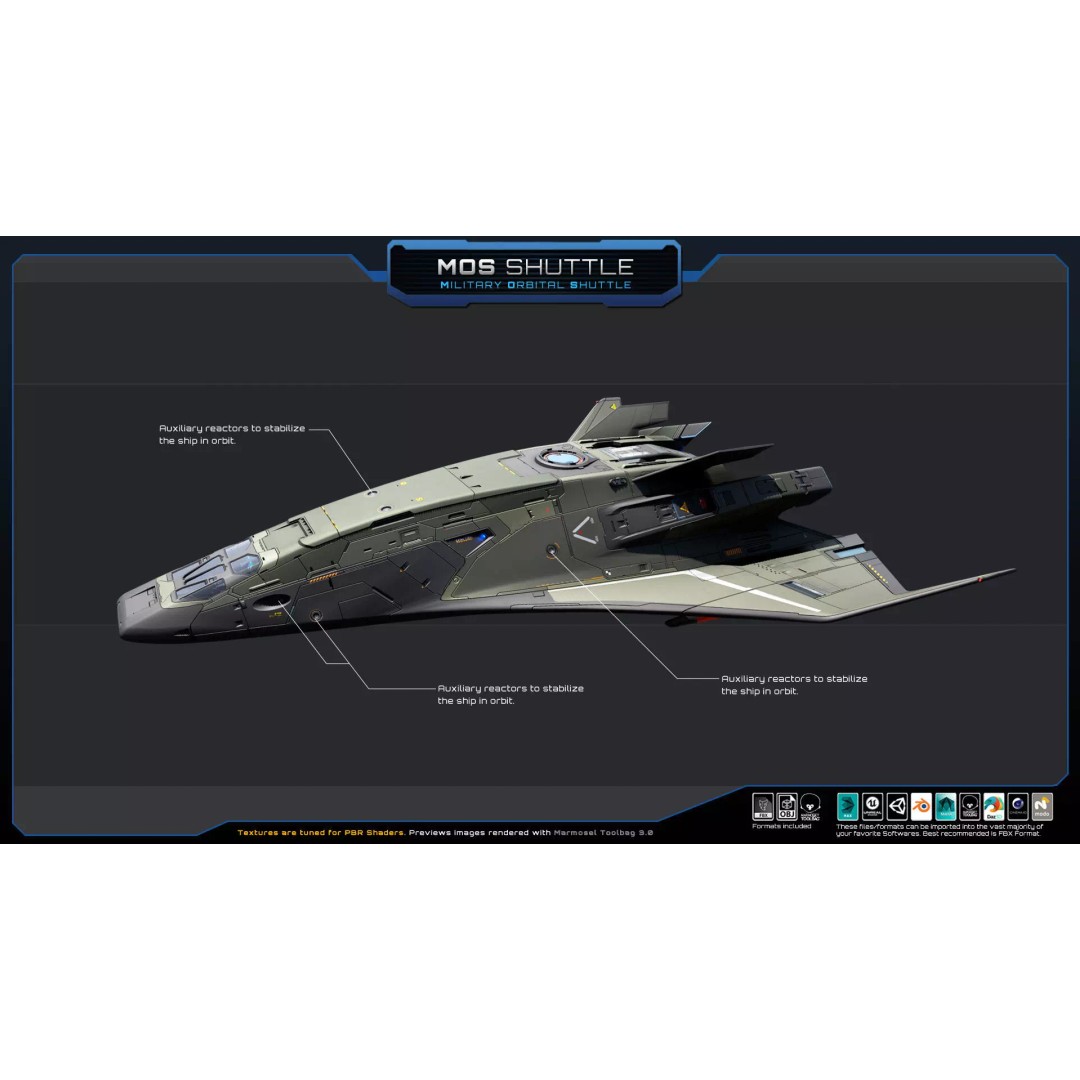 Starships 3D Model – Low Poly Futuristic Spacecraft Pack, FBX/OBJ - View 29