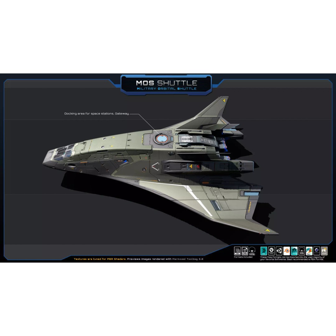 Starships 3D Model – Low Poly Futuristic Spacecraft Pack, FBX/OBJ - View 30