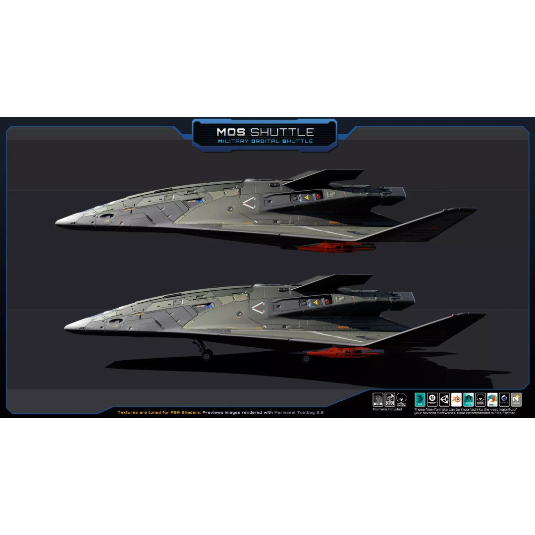 Starships 3D Model – Low Poly Futuristic Spacecraft Pack, FBX/OBJ - View 31