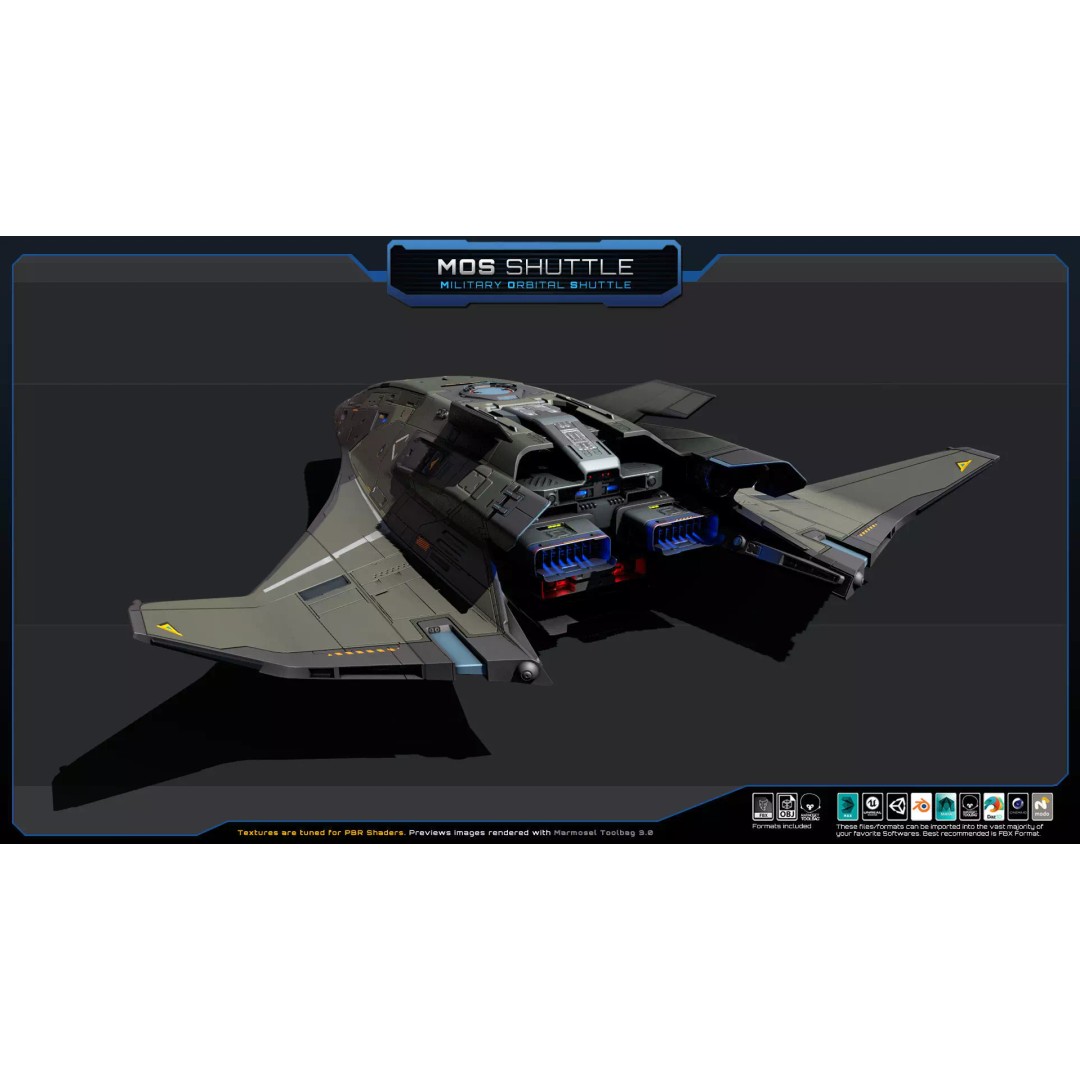 Starships 3D Model – Low Poly Futuristic Spacecraft Pack, FBX/OBJ - View 32