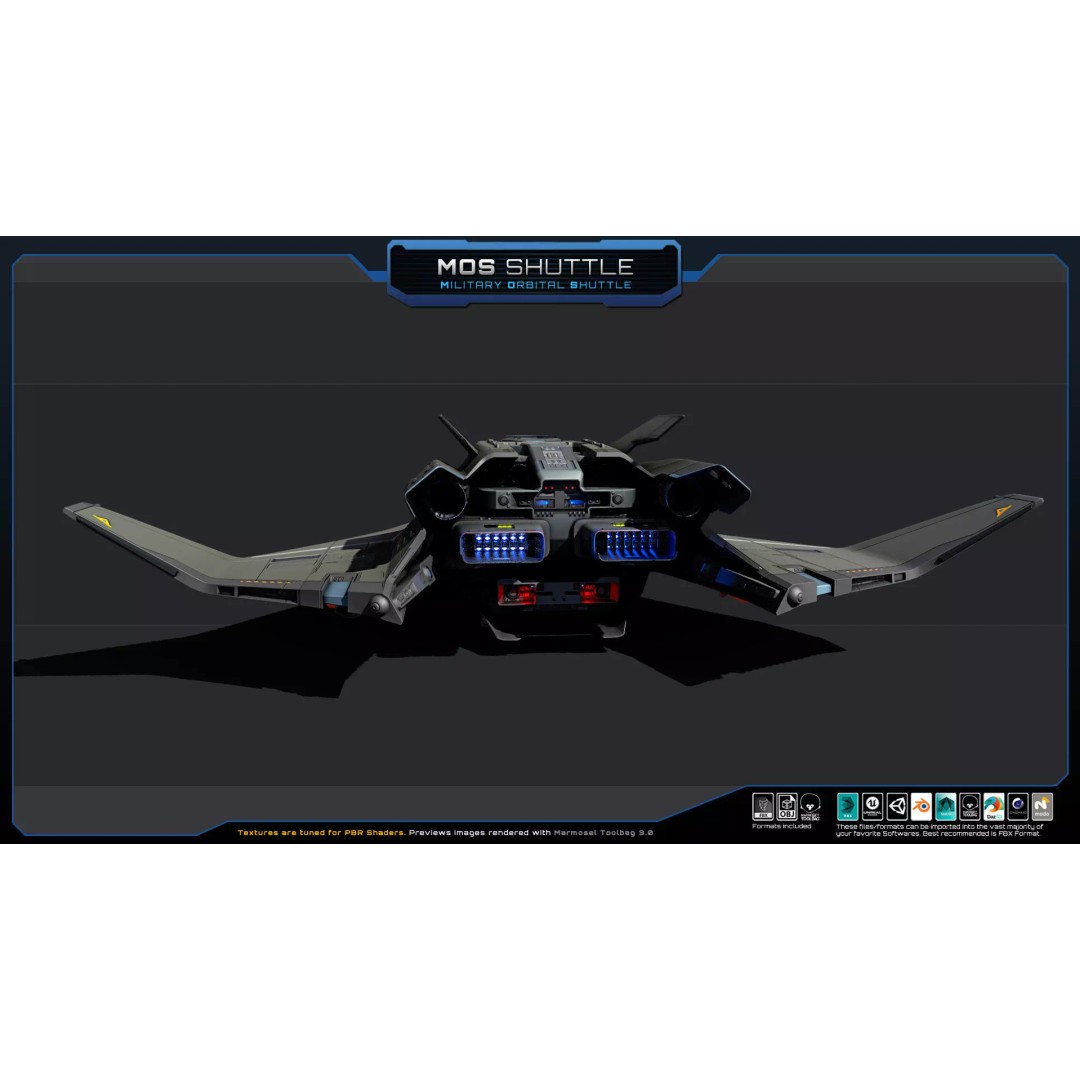 Starships 3D Model – Low Poly Futuristic Spacecraft Pack, FBX/OBJ - View 33
