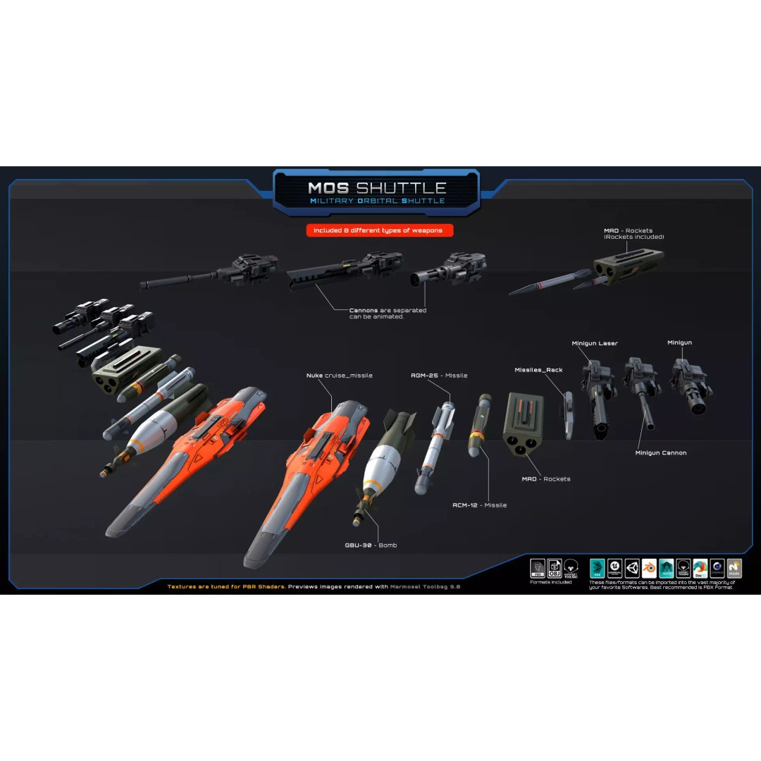 Starships 3D Model – Low Poly Futuristic Spacecraft Pack, FBX/OBJ - View 36