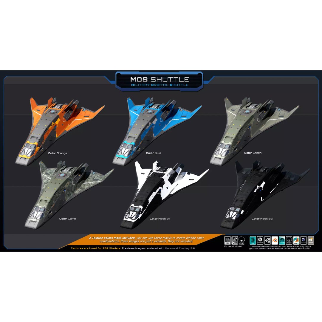 Starships 3D Model – Low Poly Futuristic Spacecraft Pack, FBX/OBJ - View 37