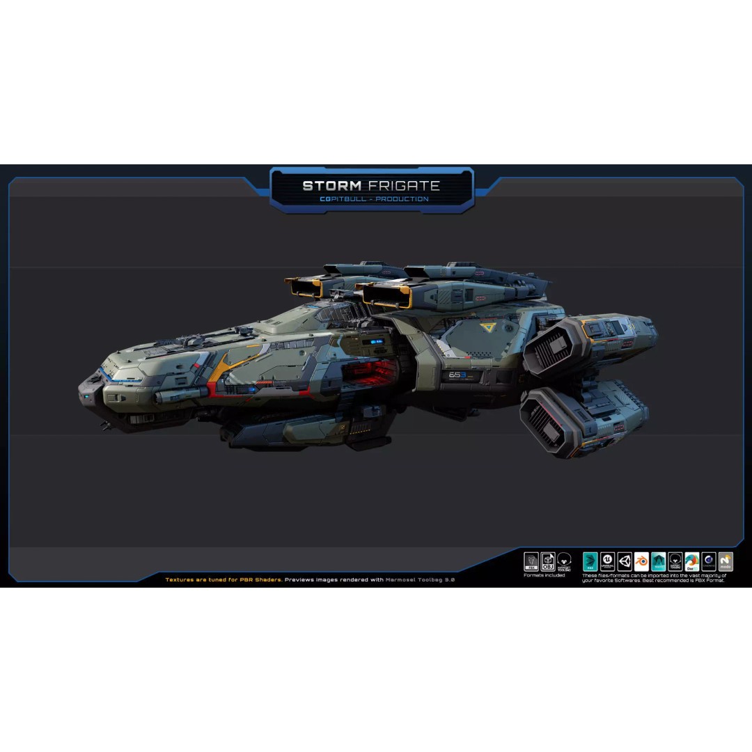 Starships 3D Model – Low Poly Futuristic Spacecraft Pack, FBX/OBJ - View 5