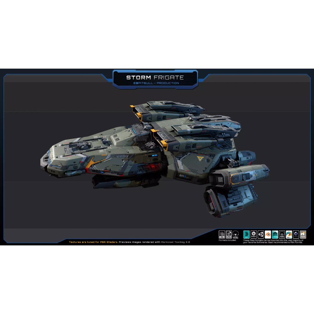 Starships 3D Model – Low Poly Futuristic Spacecraft Pack, FBX/OBJ - View 6