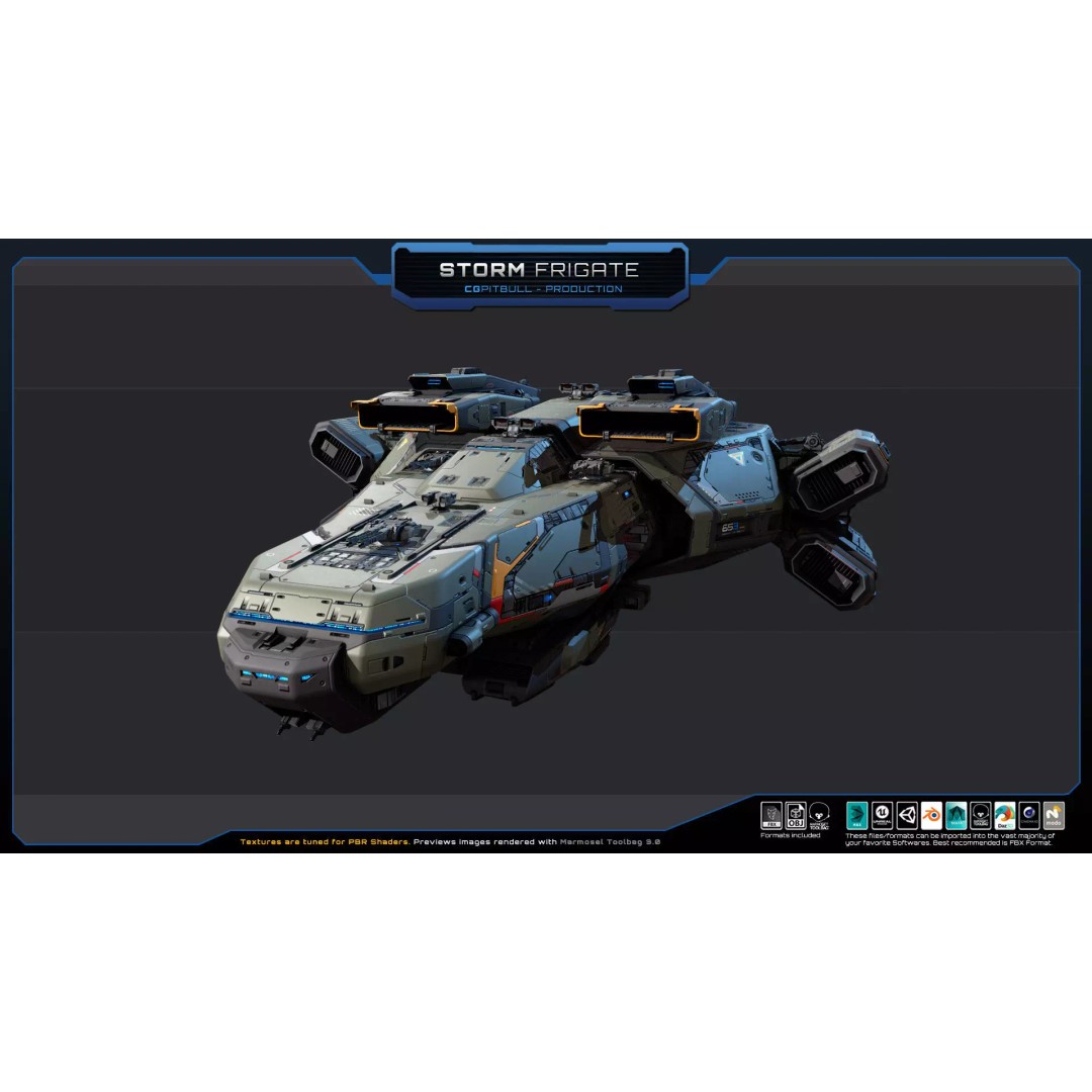 Starships 3D Model – Low Poly Futuristic Spacecraft Pack, FBX/OBJ - View 7