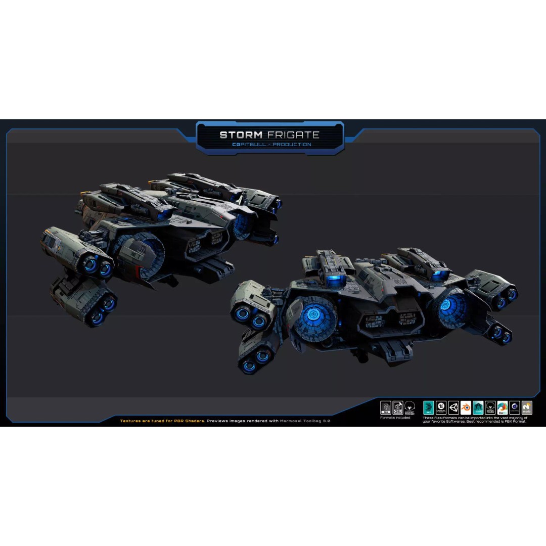 Starships 3D Model – Low Poly Futuristic Spacecraft Pack, FBX/OBJ - View 8