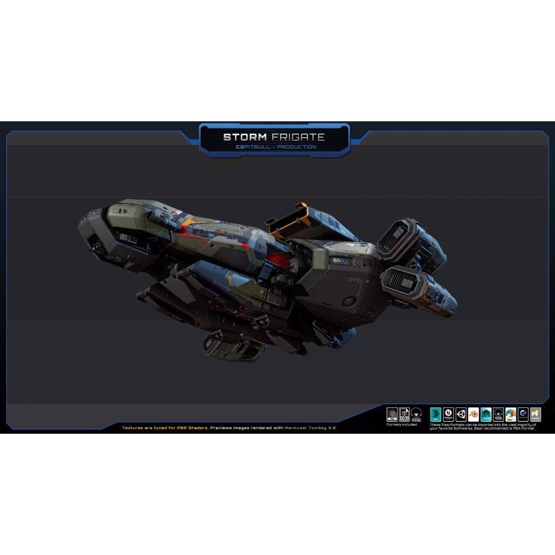 Starships 3D Model – Low Poly Futuristic Spacecraft Pack, FBX/OBJ - View 9