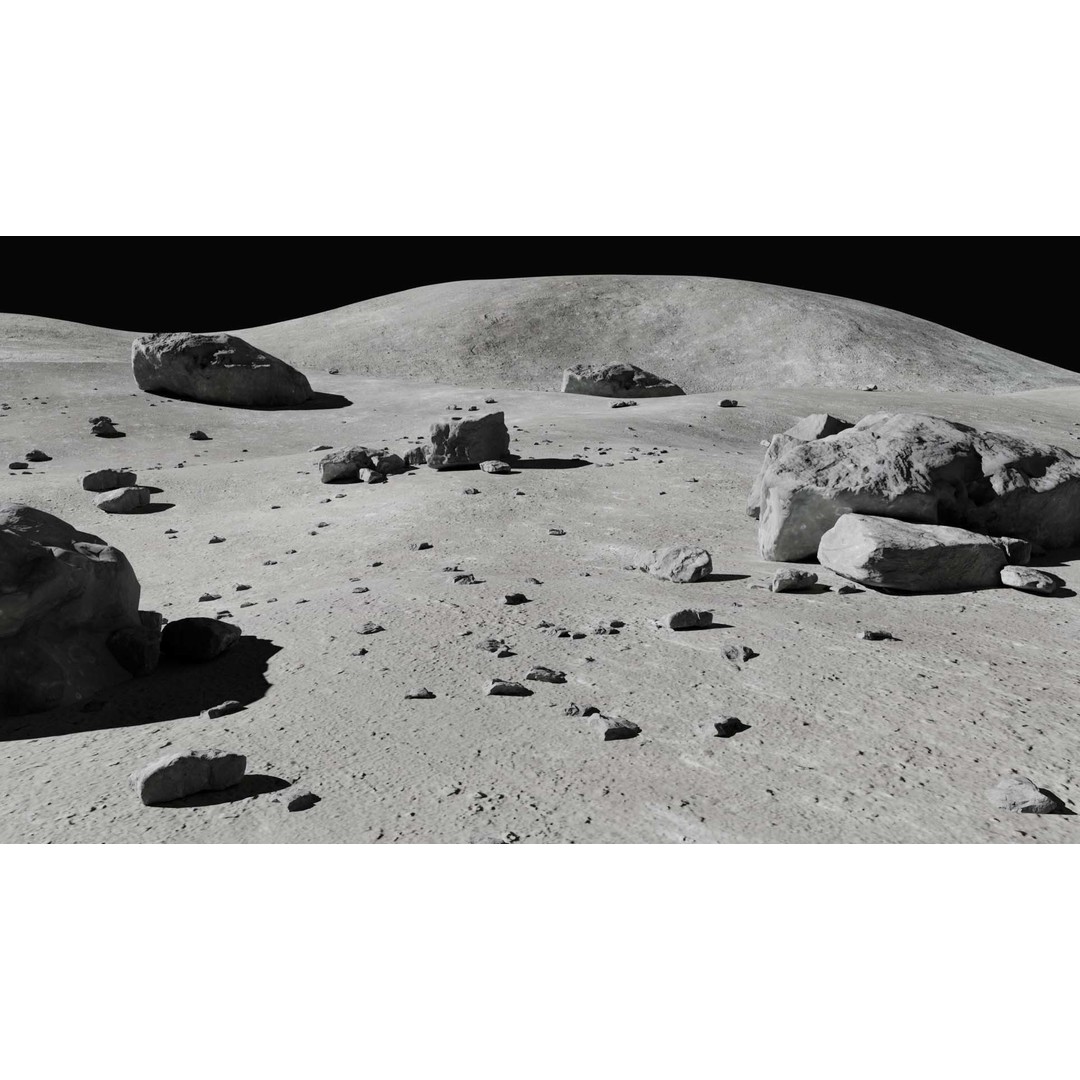 Moon Terrain 3D Model – PBR Environment with High-Quality Textures, Blender, FBX - View 9