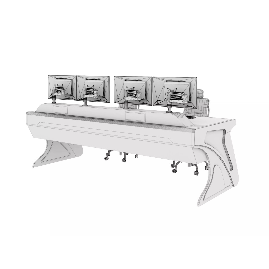 Control Room Desk 3D Model – Realistic Furniture Asset, FBX & OBJ