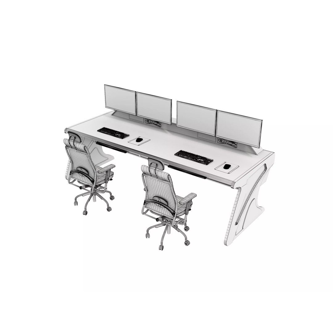 Control Room Desk 3D Model – Realistic Furniture Asset, FBX & OBJ - View 11