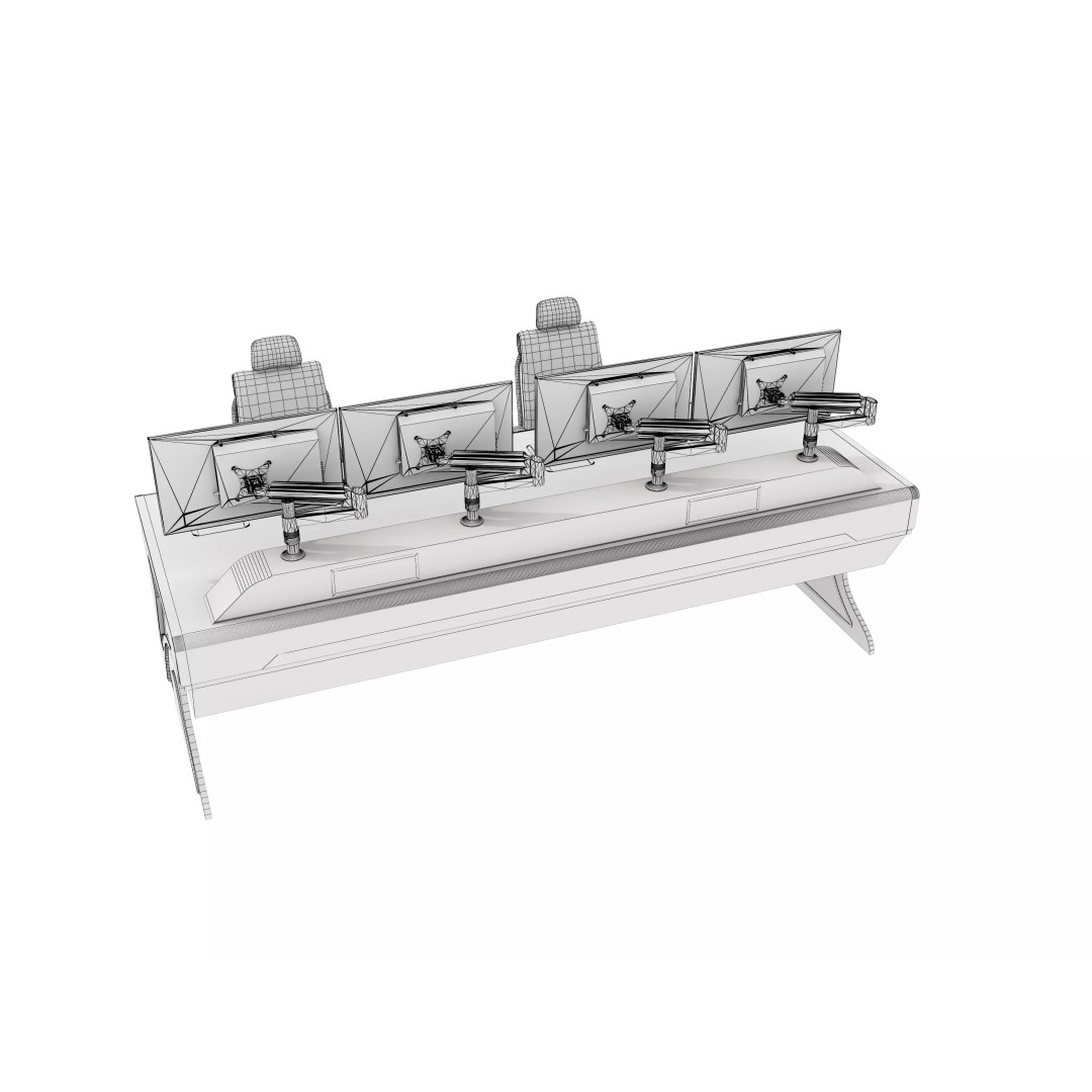 Control Room Desk 3D Model – Realistic Furniture Asset, FBX & OBJ - View 12
