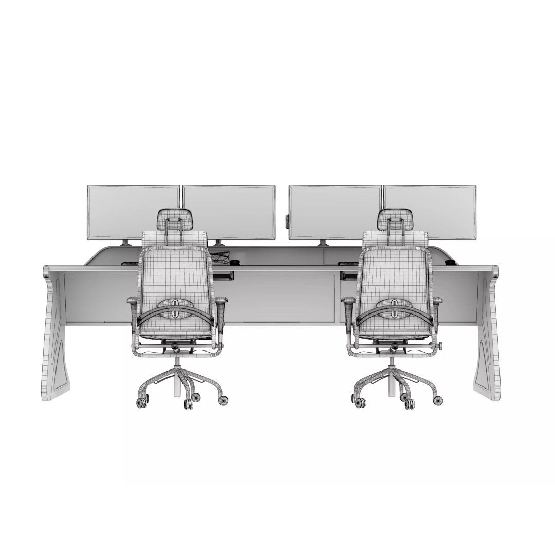Control Room Desk 3D Model – Realistic Furniture Asset, FBX & OBJ - View 14