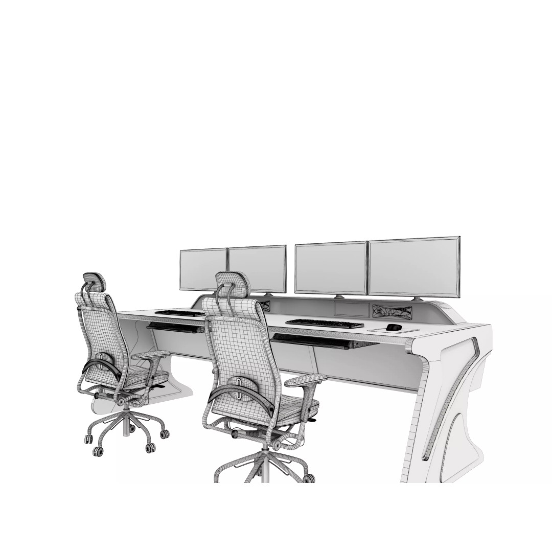 Control Room Desk 3D Model – Realistic Furniture Asset, FBX & OBJ - View 15