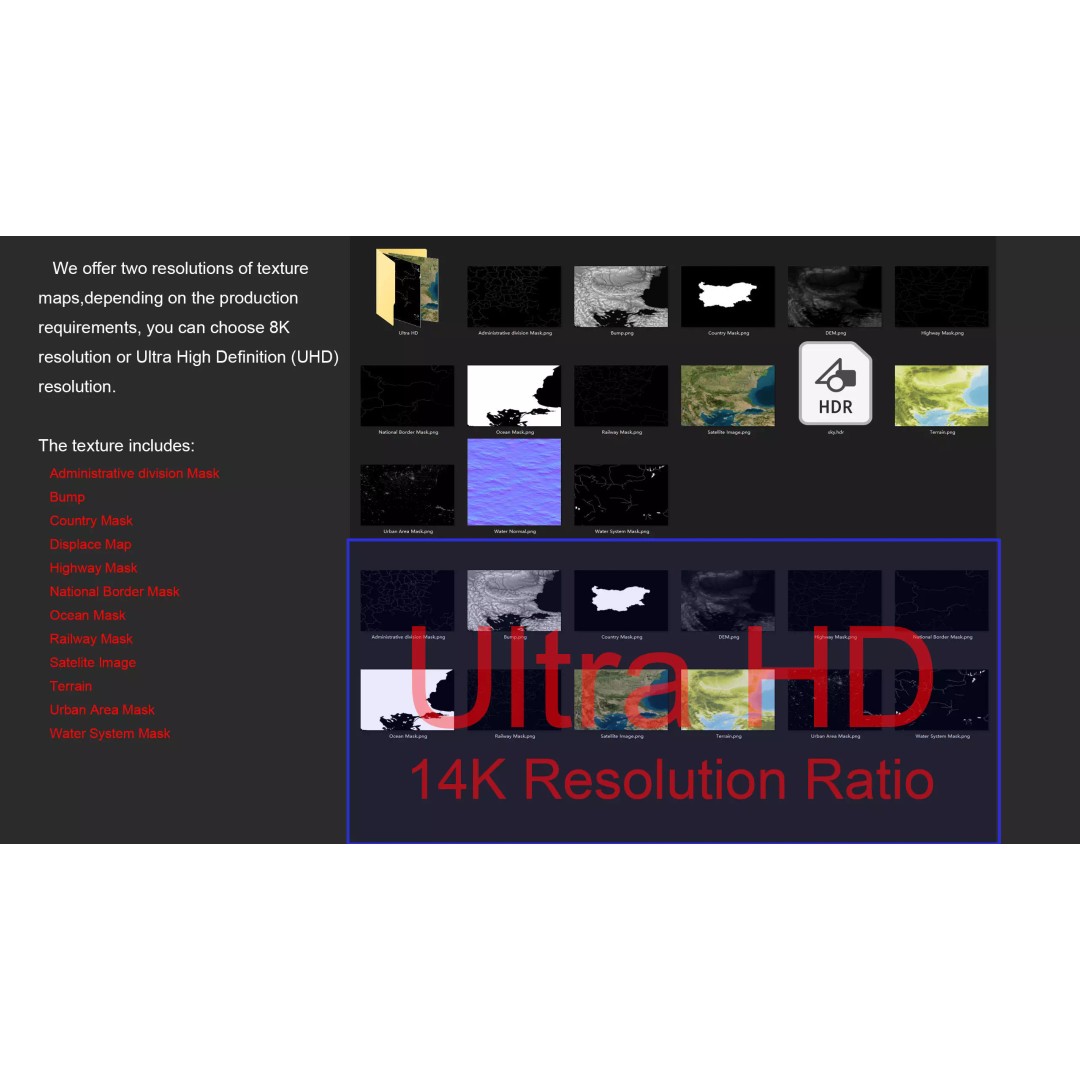 Bulgaria Map 3D Model – Realistic Satellite Terrain, FBX, OBJ, 14K Textures