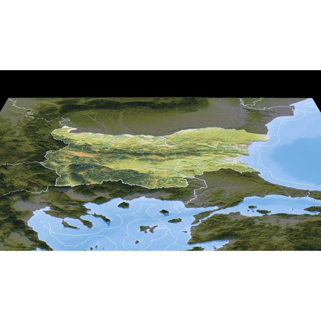 Bulgaria Map 3D Model – Realistic Satellite Terrain, FBX, OBJ, 14K Textures - View 13