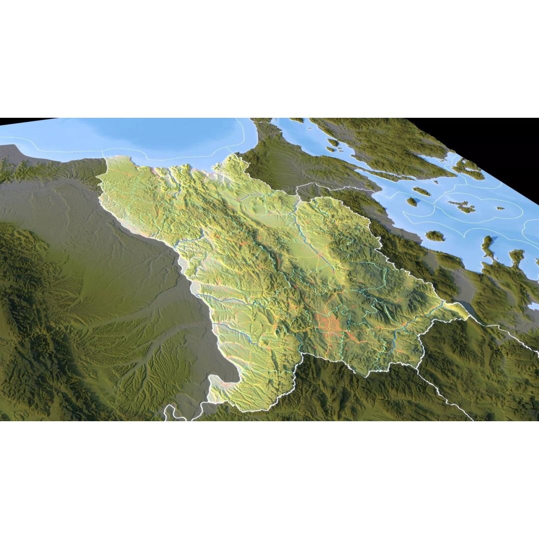 Bulgaria Map 3D Model – Realistic Satellite Terrain, FBX, OBJ, 14K Textures - View 16