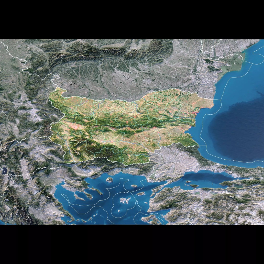Bulgaria Map 3D Model – Realistic Satellite Terrain, FBX, OBJ, 14K Textures - View 3