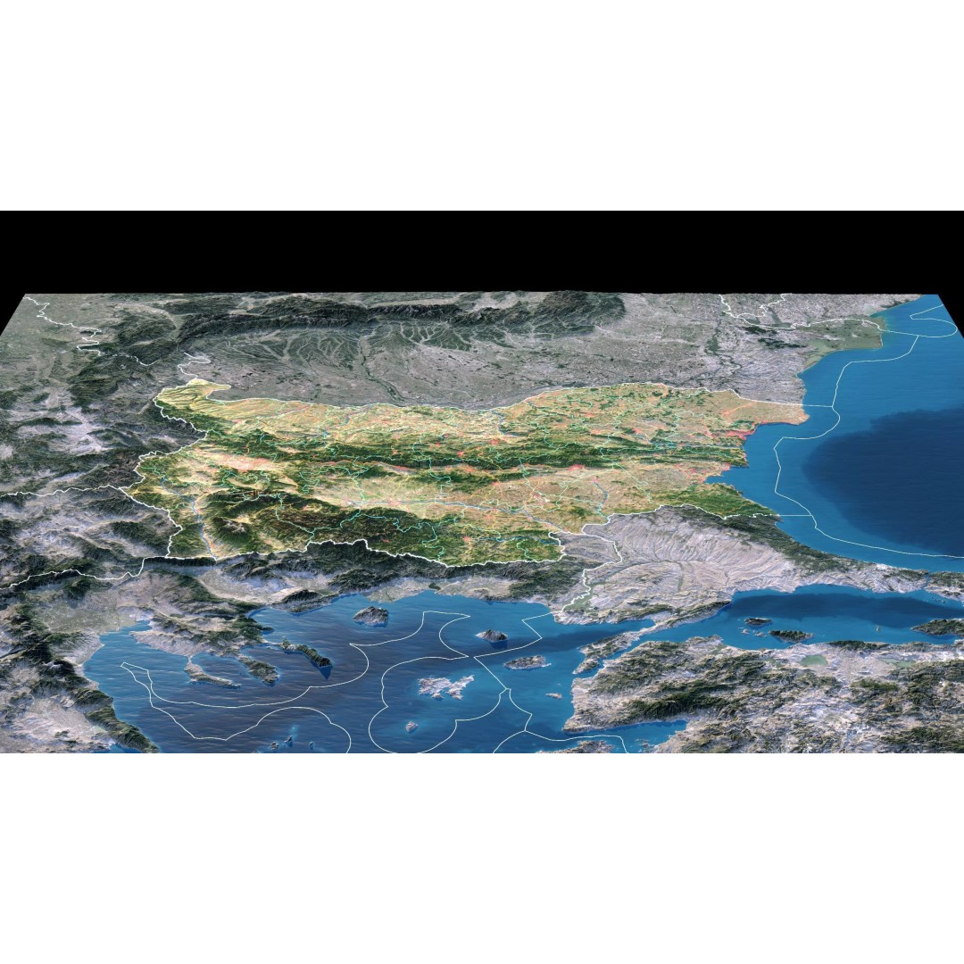Bulgaria Map 3D Model – Realistic Satellite Terrain, FBX, OBJ, 14K Textures - View 4