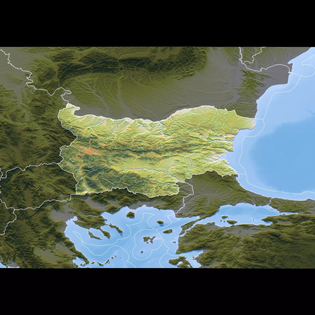 Bulgaria Map 3D Model – Realistic Satellite Terrain, FBX, OBJ, 14K Textures - View 5
