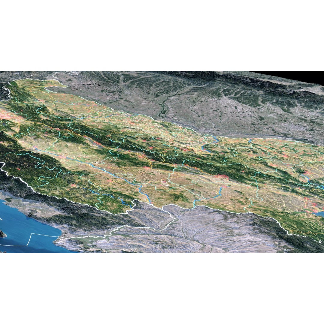 Bulgaria Map 3D Model – Realistic Satellite Terrain, FBX, OBJ, 14K Textures - View 7