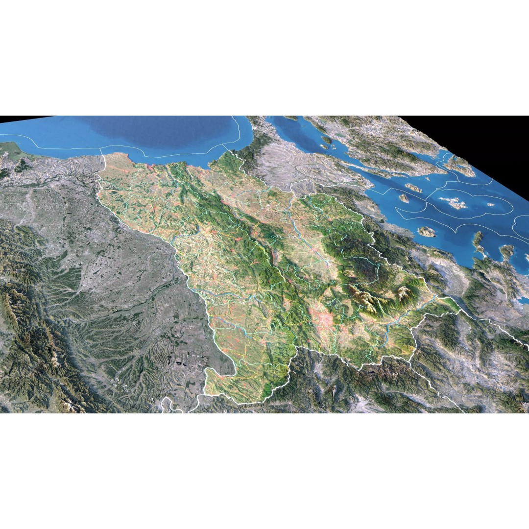 Bulgaria Map 3D Model – Realistic Satellite Terrain, FBX, OBJ, 14K Textures - View 8