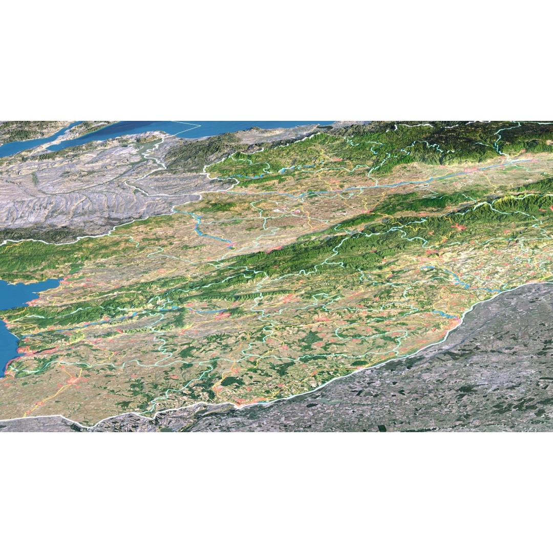 Bulgaria Map 3D Model – Realistic Satellite Terrain, FBX, OBJ, 14K Textures - View 9