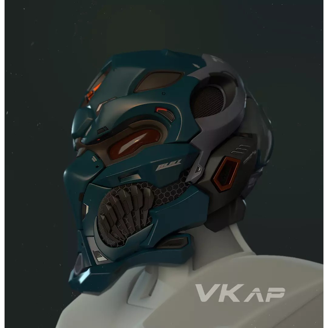 Sci-Fi Helmet 3D Model – High Poly Character Asset, PBR Textures - View 2