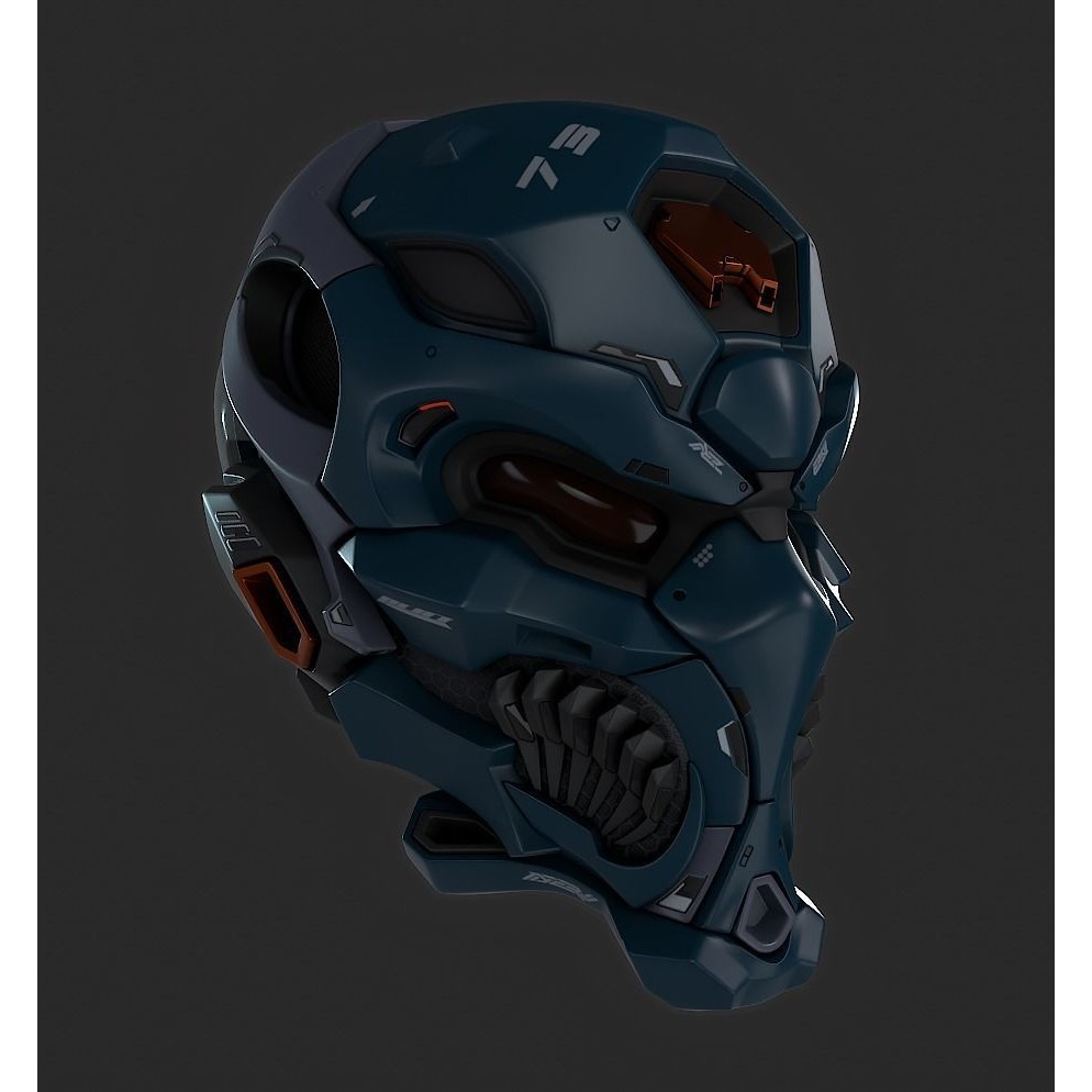 Sci-Fi Helmet 3D Model – High Poly Character Asset, PBR Textures - View 3