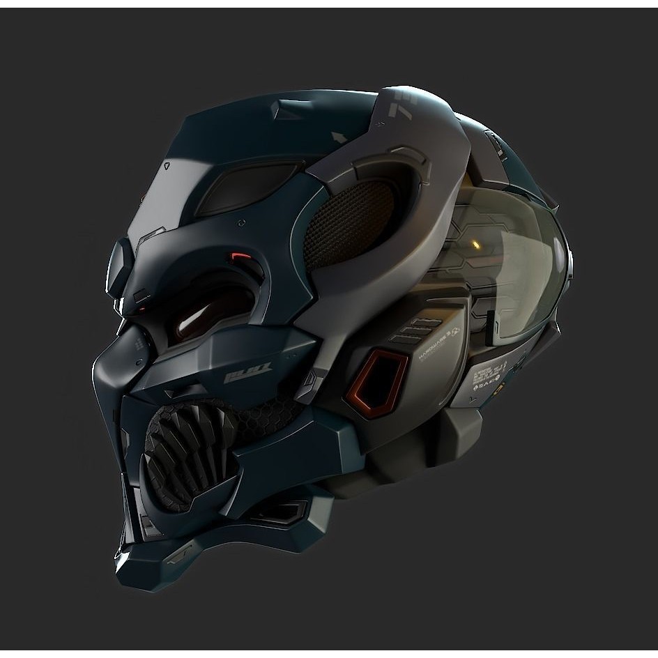 Sci-Fi Helmet 3D Model – High Poly Character Asset, PBR Textures - View 4