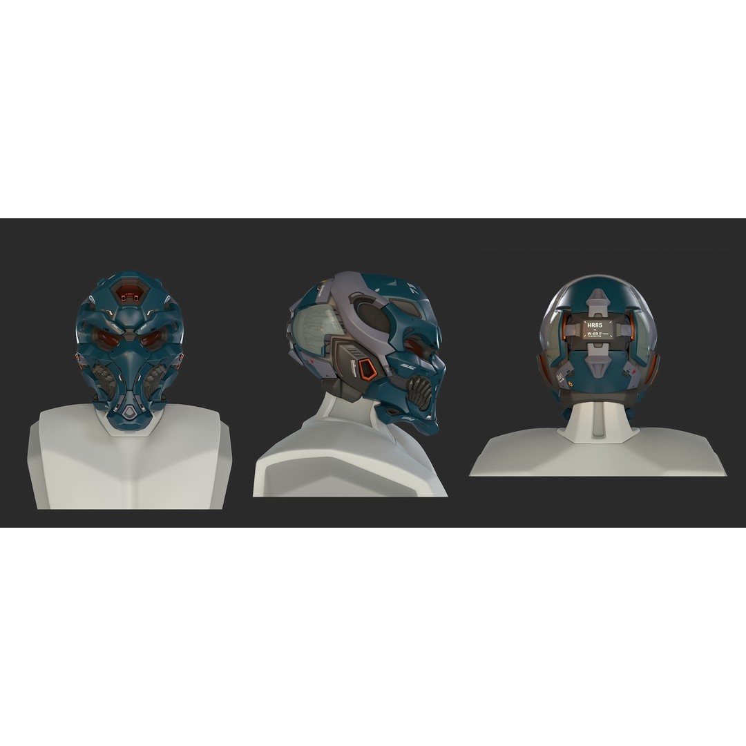 Sci-Fi Helmet 3D Model – High Poly Character Asset, PBR Textures - View 5