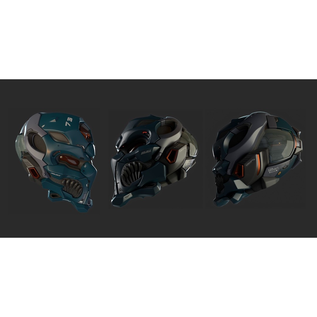 Sci-Fi Helmet 3D Model – High Poly Character Asset, PBR Textures - View 6