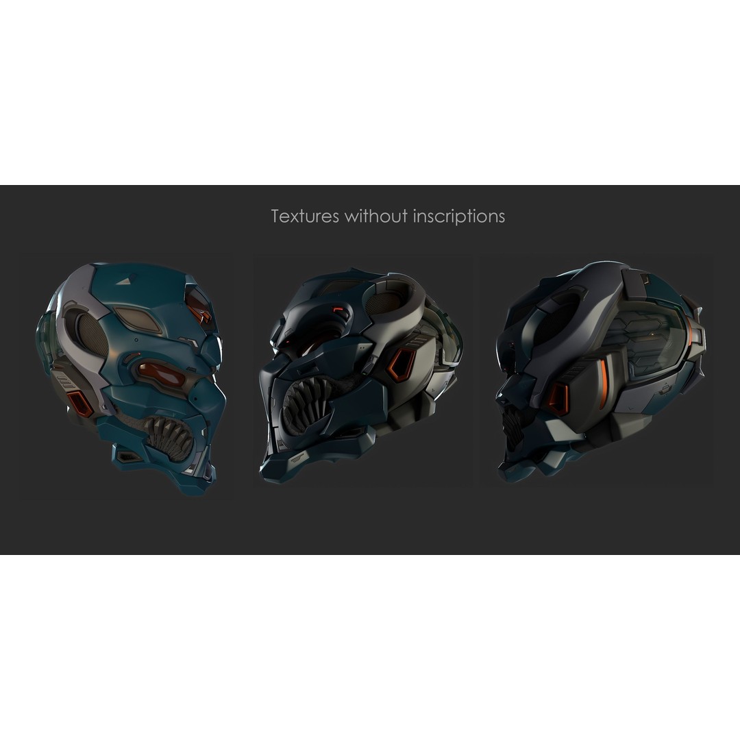 Sci-Fi Helmet 3D Model – High Poly Character Asset, PBR Textures - View 7