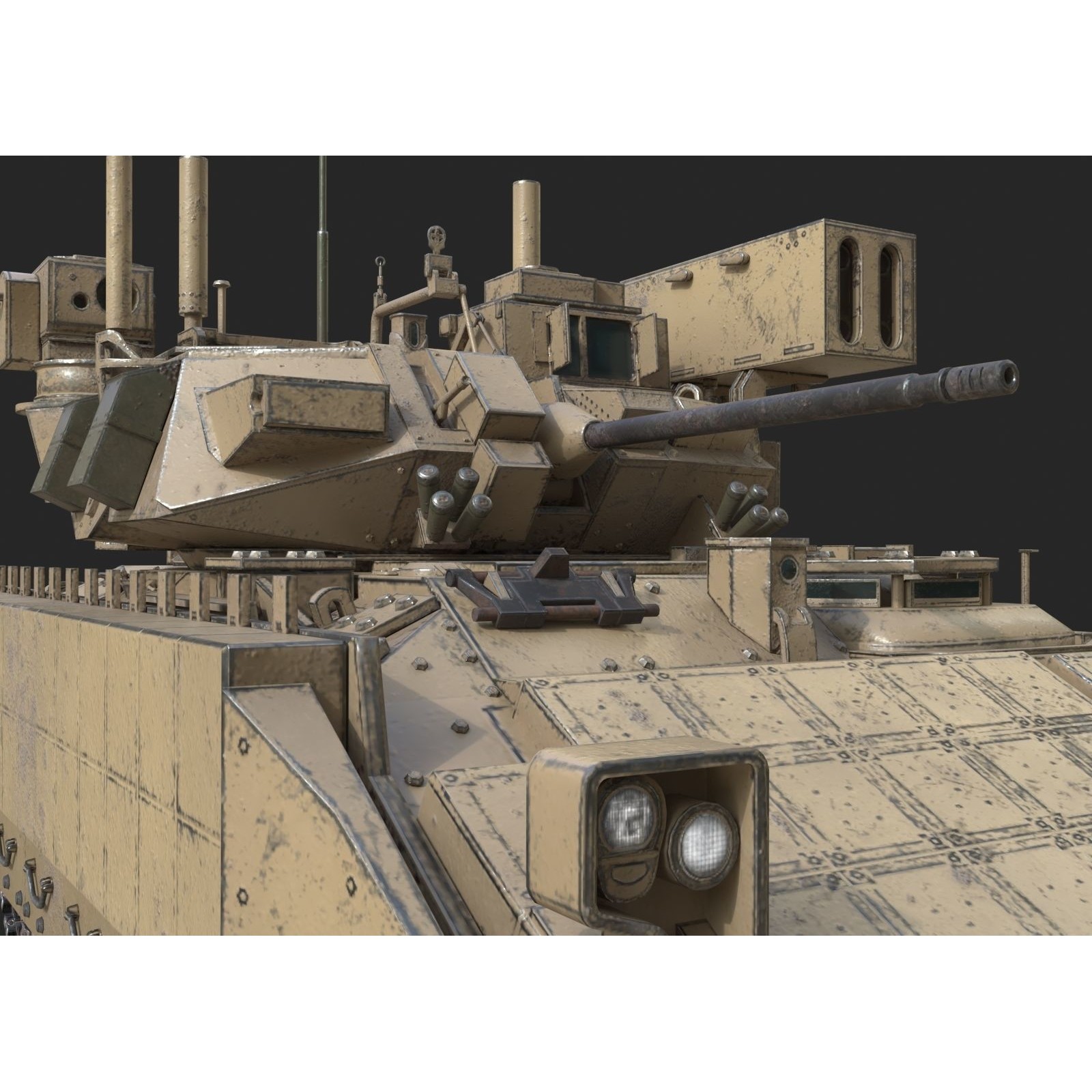 USA M6 Bardley Tracked Anti-Aircraft Vehicle - Low-Poly Game-Ready 3D Model - View 11