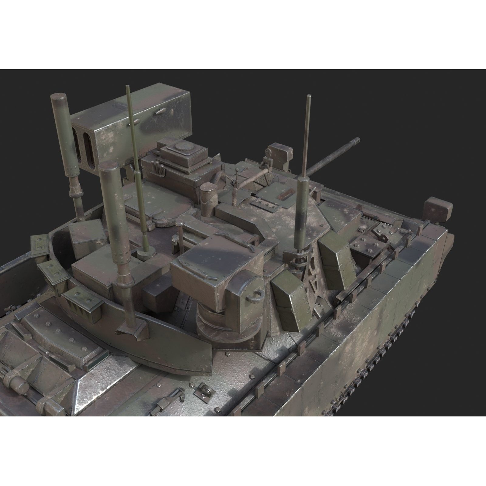 USA M6 Bardley Tracked Anti-Aircraft Vehicle - Low-Poly Game-Ready 3D Model - View 12