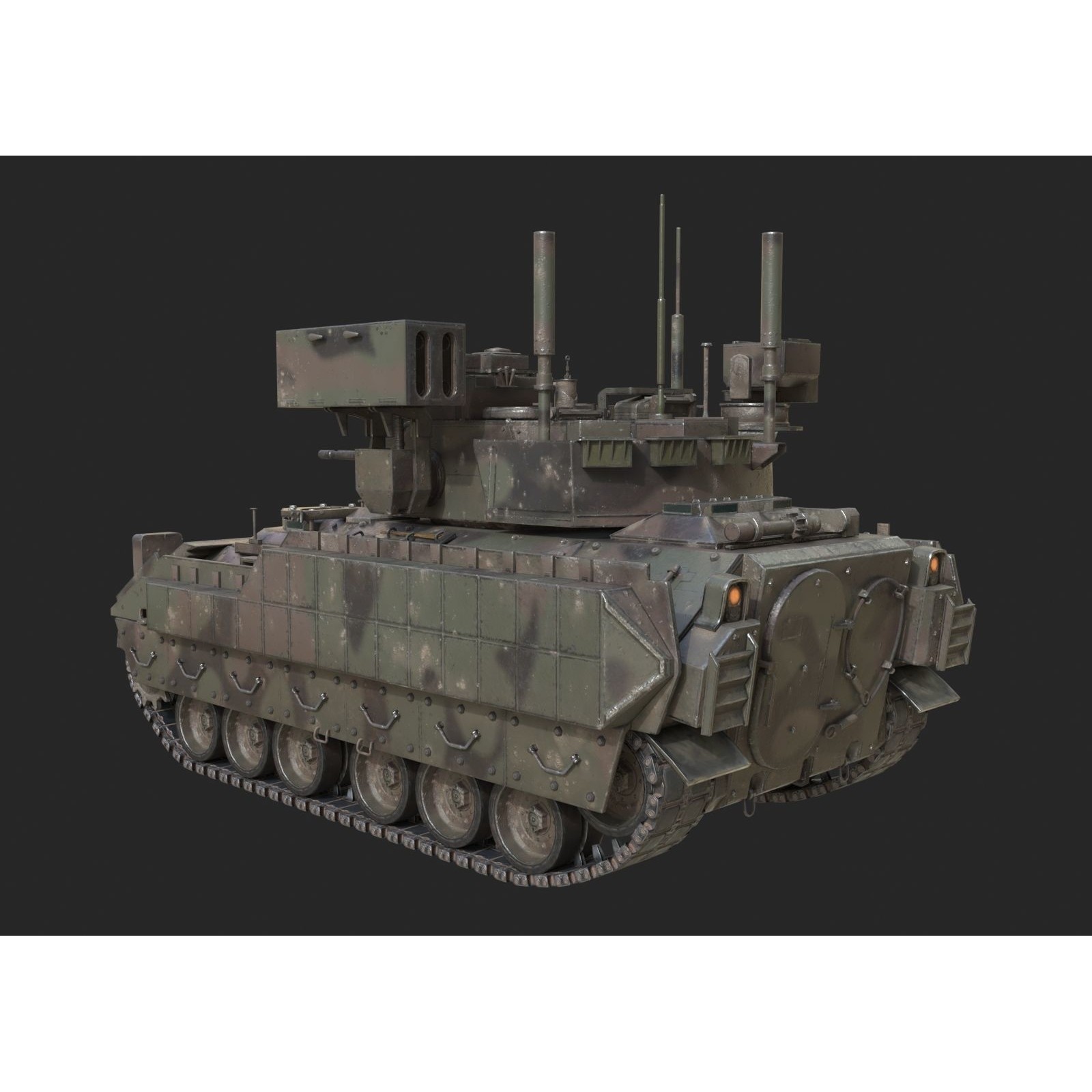 USA M6 Bardley Tracked Anti-Aircraft Vehicle - Low-Poly Game-Ready 3D Model - View 3