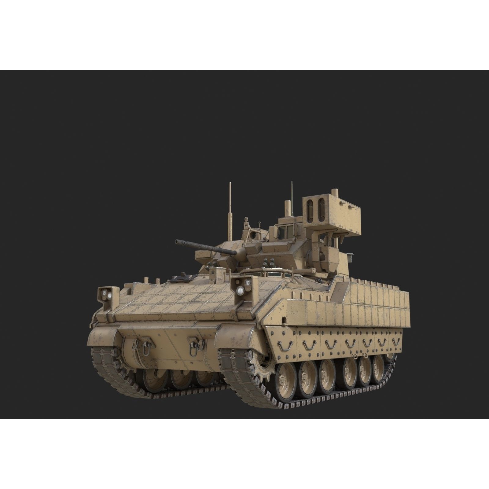 USA M6 Bardley Tracked Anti-Aircraft Vehicle - Low-Poly Game-Ready 3D Model - View 4