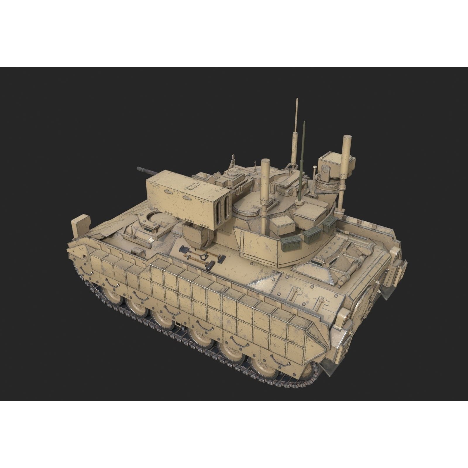 USA M6 Bardley Tracked Anti-Aircraft Vehicle - Low-Poly Game-Ready 3D Model - View 5