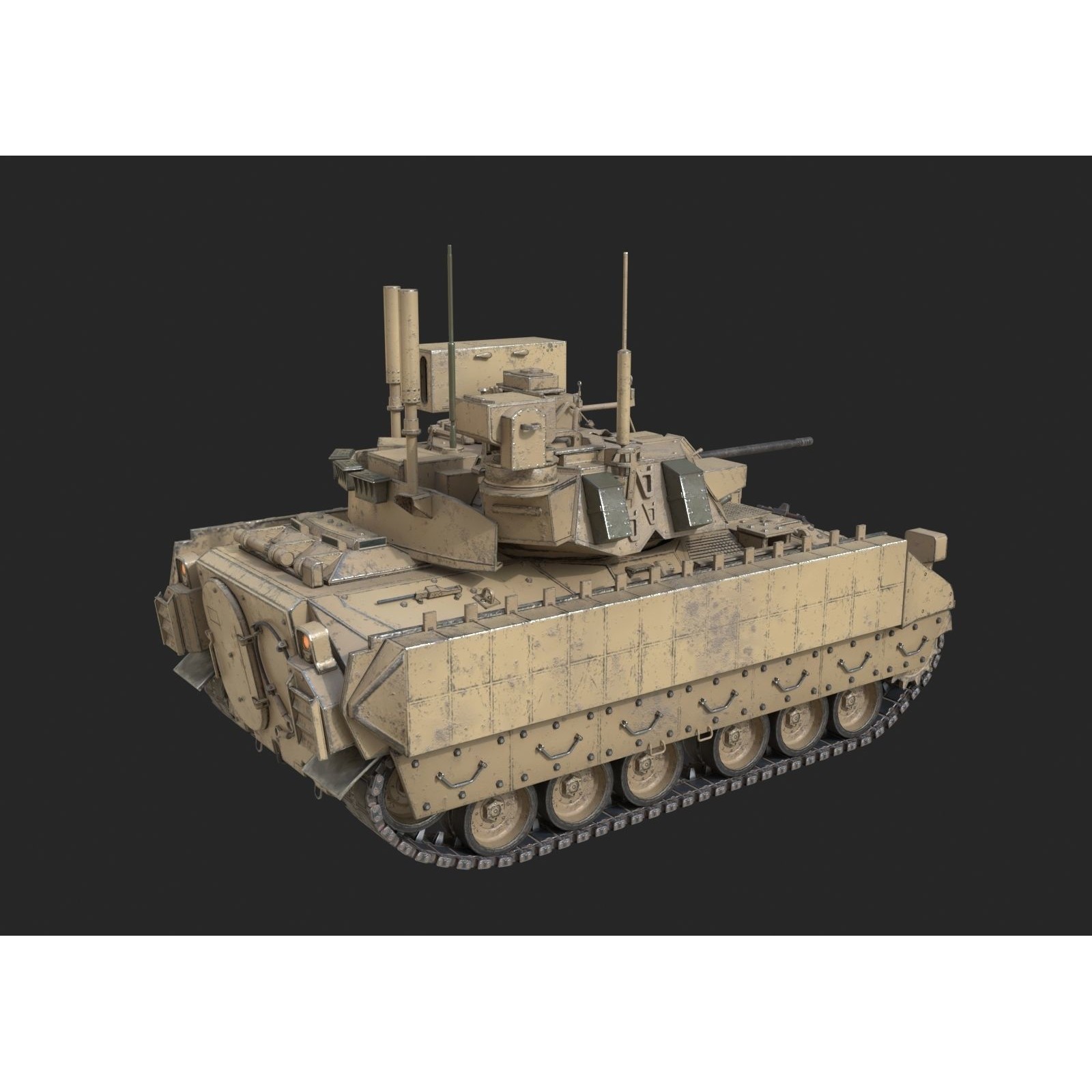 USA M6 Bardley Tracked Anti-Aircraft Vehicle - Low-Poly Game-Ready 3D Model - View 6