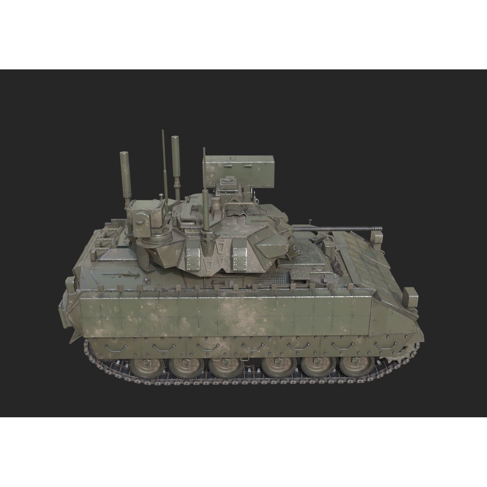 USA M6 Bardley Tracked Anti-Aircraft Vehicle - Low-Poly Game-Ready 3D Model - View 8
