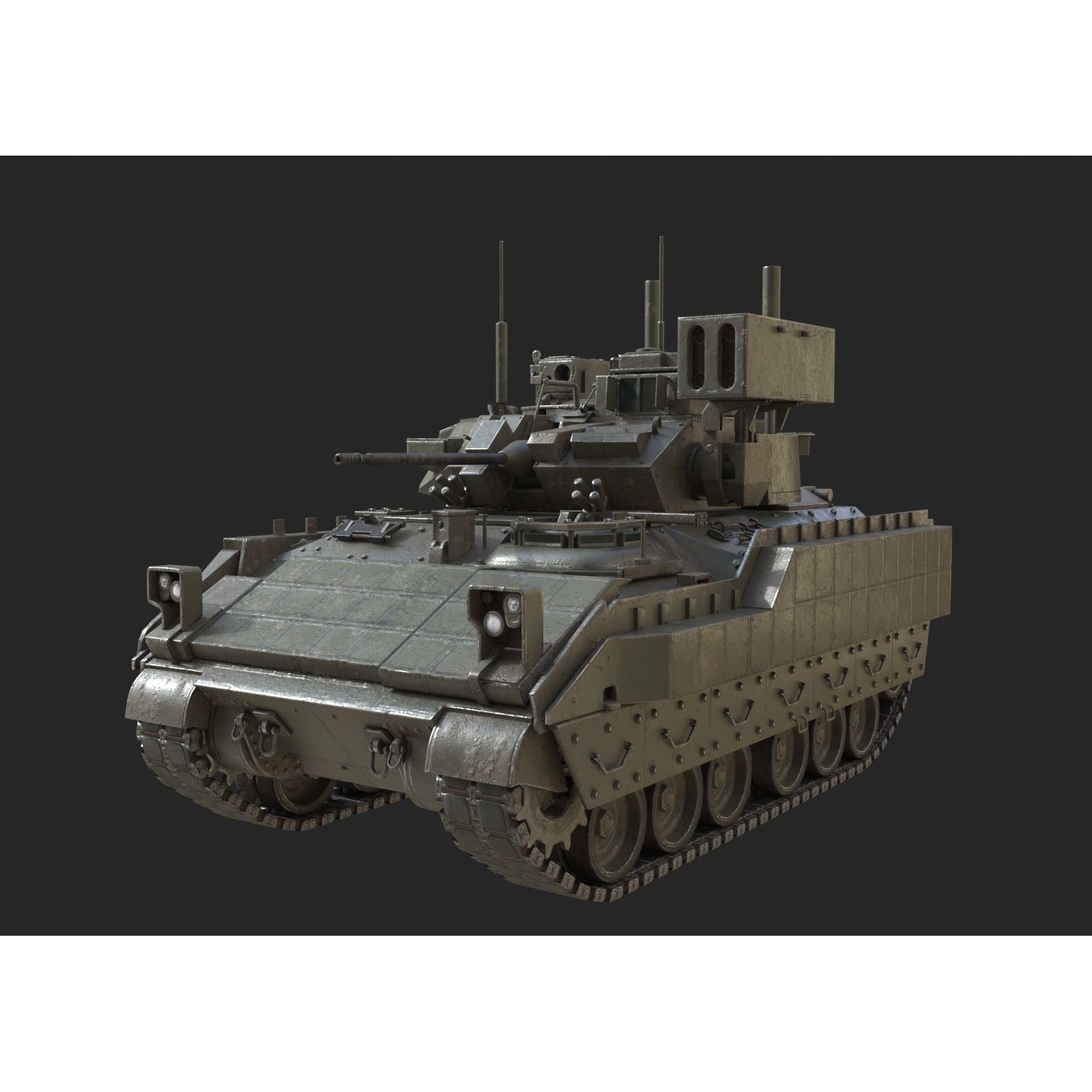 USA M6 Bardley Tracked Anti-Aircraft Vehicle - Low-Poly Game-Ready 3D Model - View 9