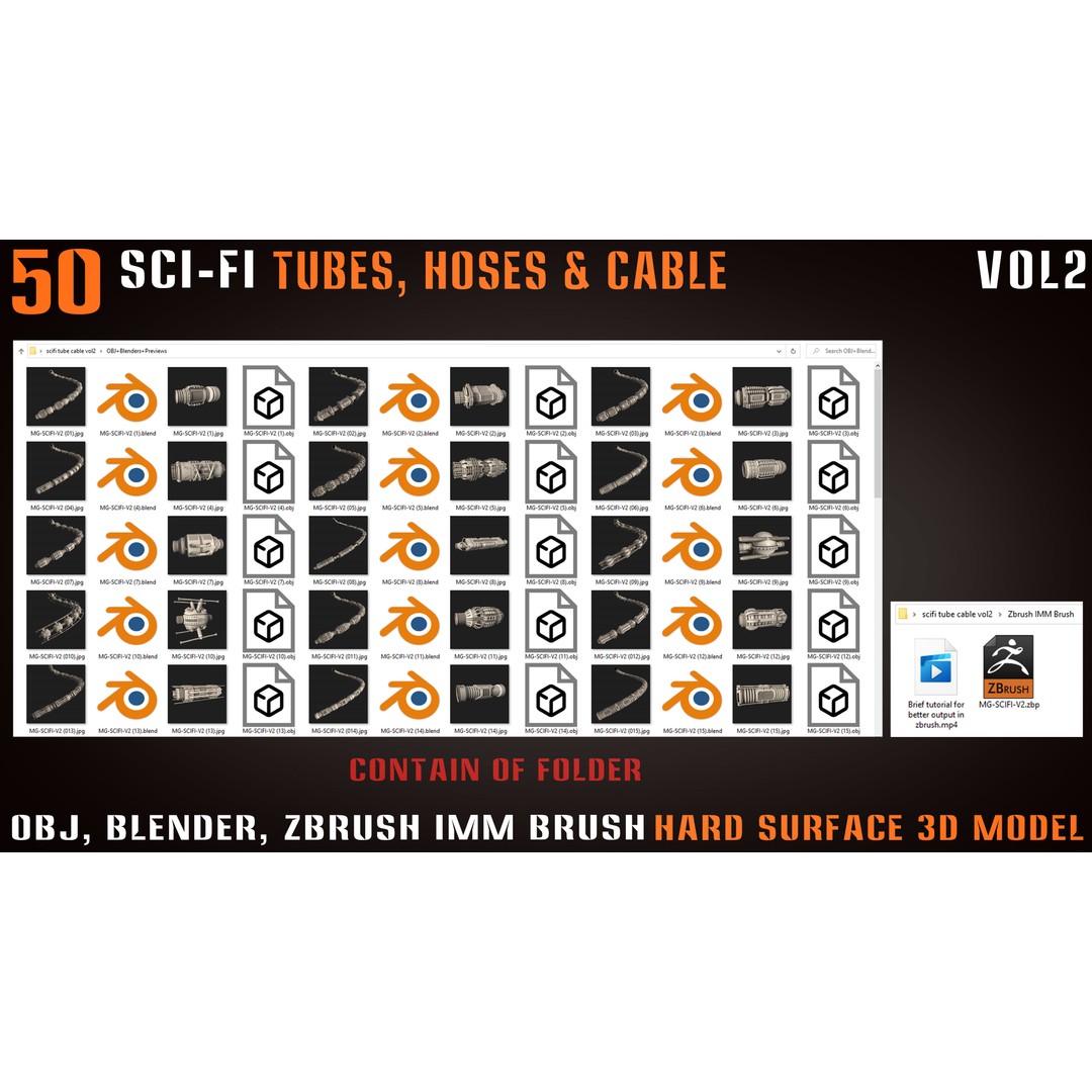 Sci-Fi Tubes 3D Model – Hoses & Cables Collection, Blender & OBJ