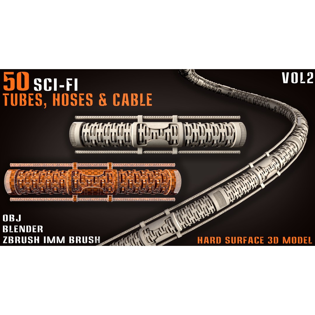 Sci-Fi Tubes 3D Model – Hoses & Cables Collection, Blender & OBJ - View 12